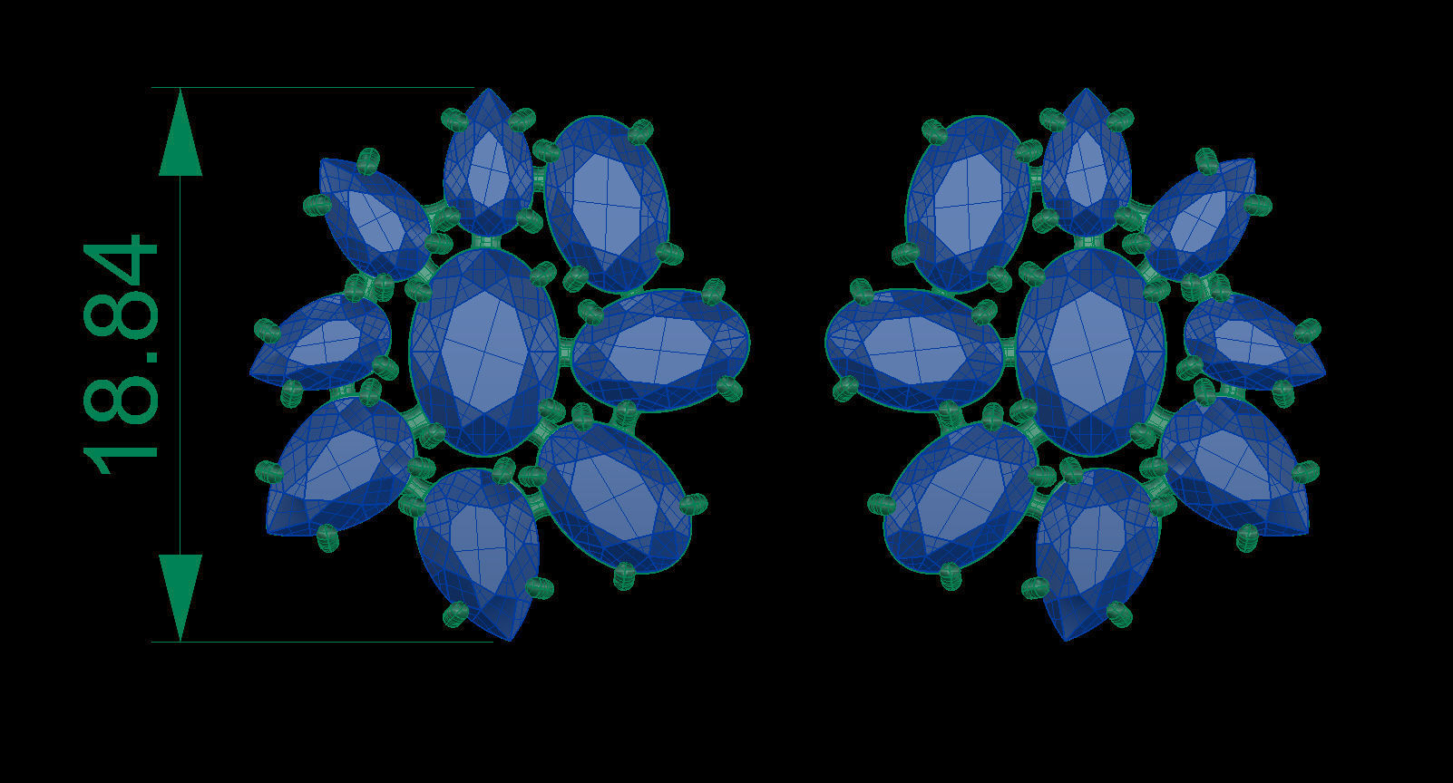 Pear and Oval Gems Earrings 3D print model_9