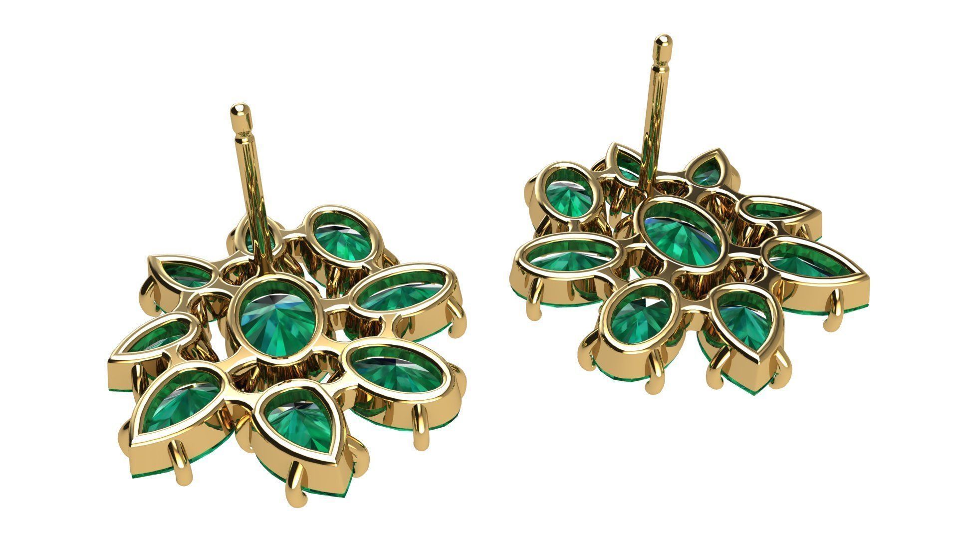 Pear and Oval Gems Earrings 3D print model_5