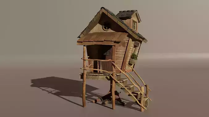 Witch Hut on chicken leg Low-poly 3D model