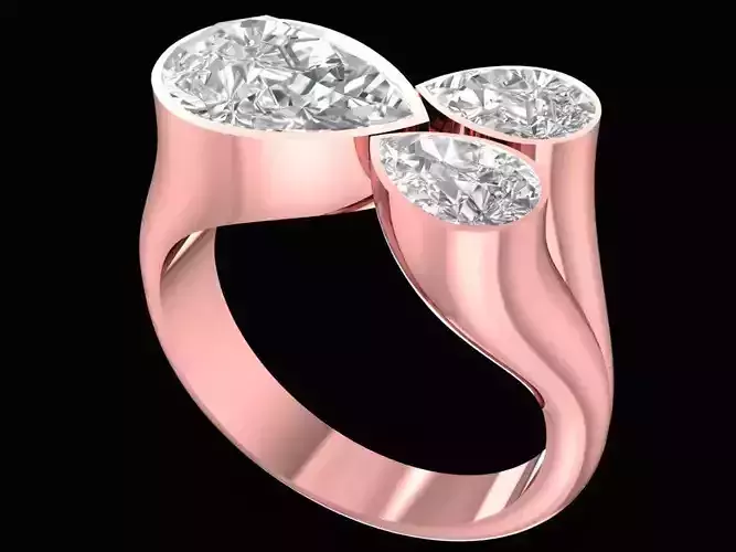 Modern Double Stone Open Ring for Women Jewelry 2566