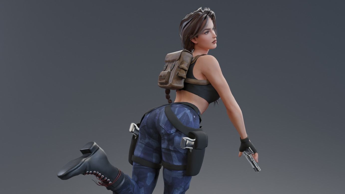 Tomb raider - Classic sexy Nevada rigged 3D model_5