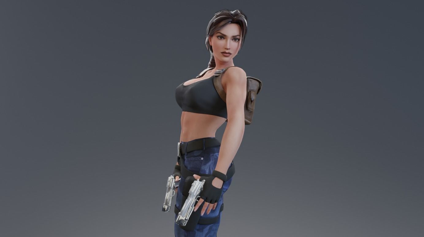 Tomb raider - Classic sexy Nevada rigged 3D model_10