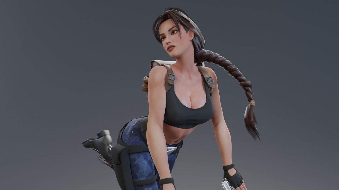 Tomb raider - Classic sexy Nevada rigged 3D model_2