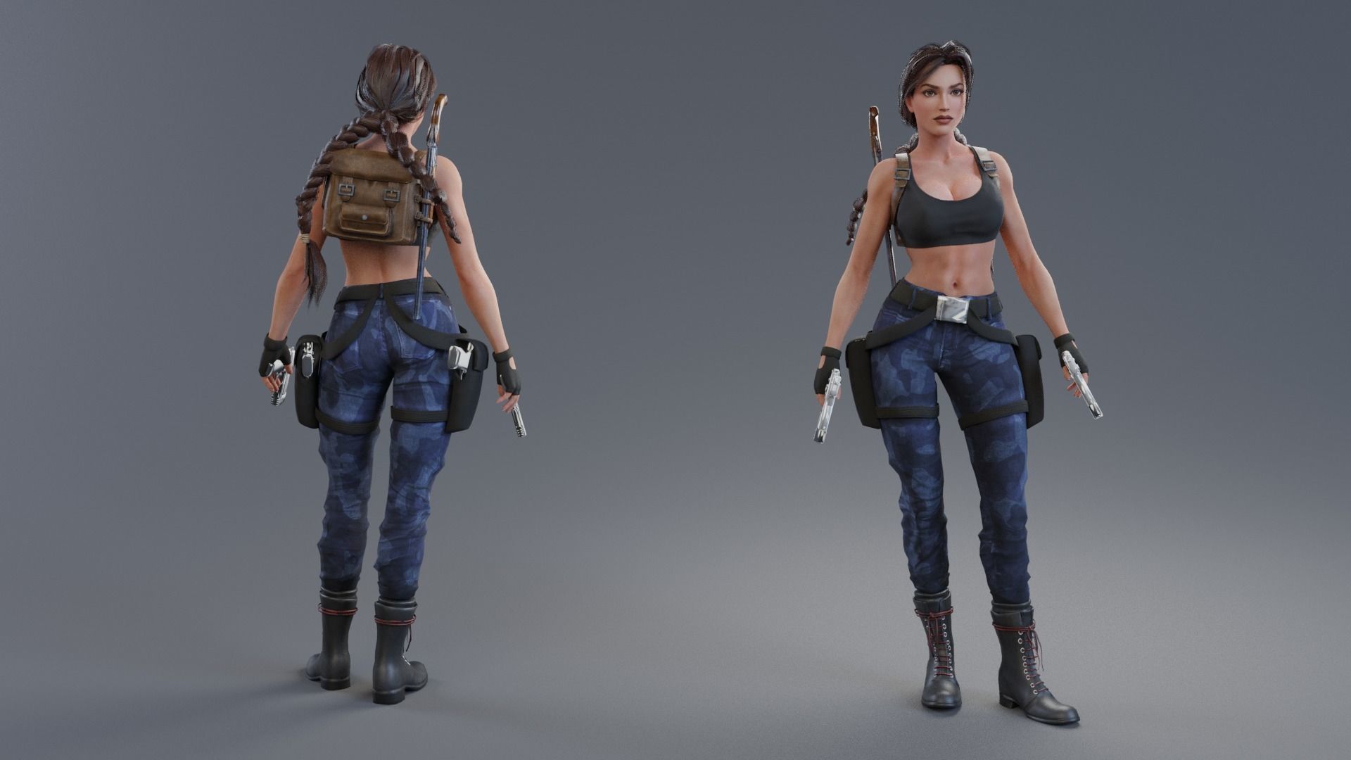 Tomb raider - Classic sexy Nevada rigged 3D model_6