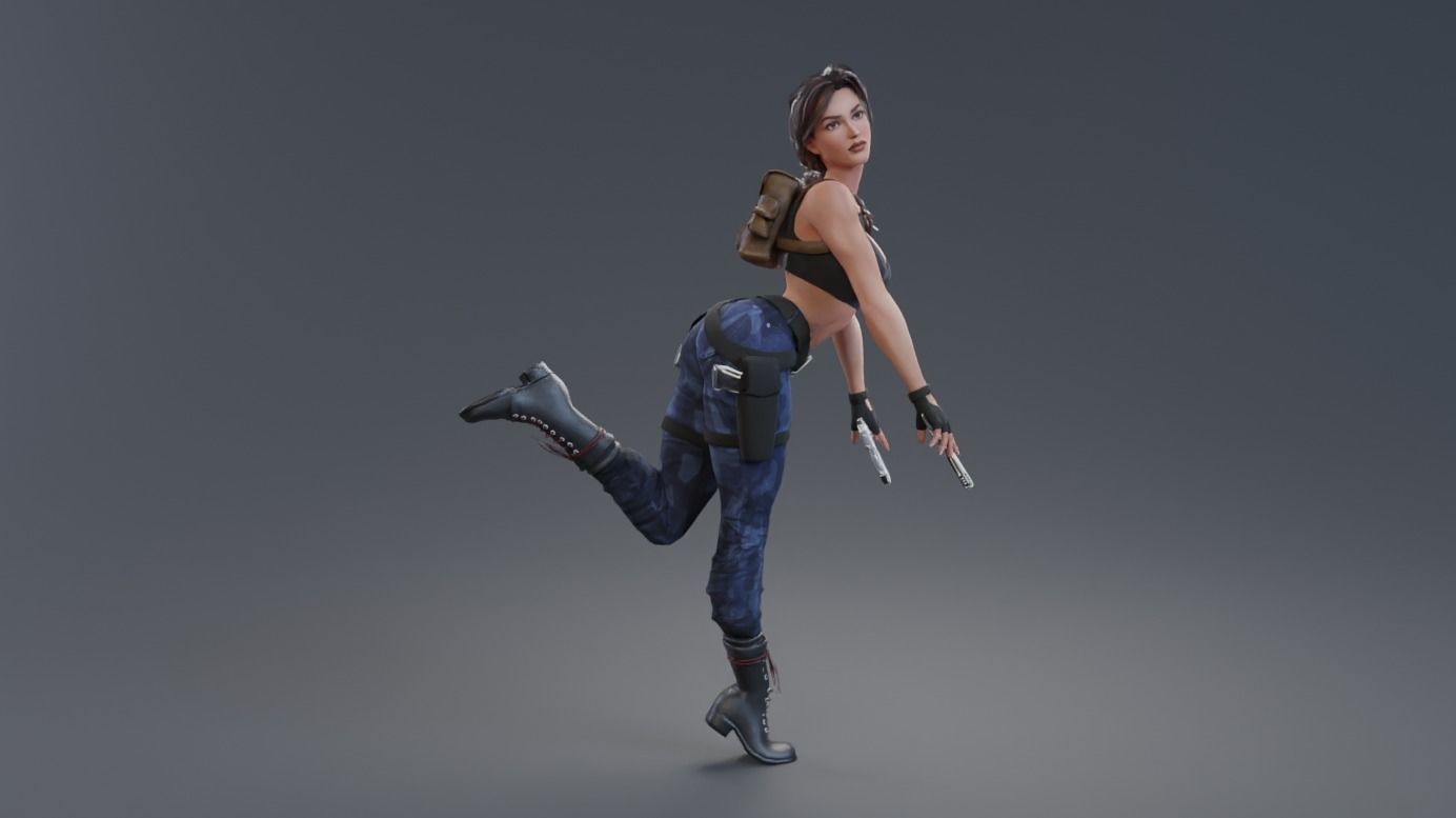 Tomb raider - Classic sexy Nevada rigged 3D model_4