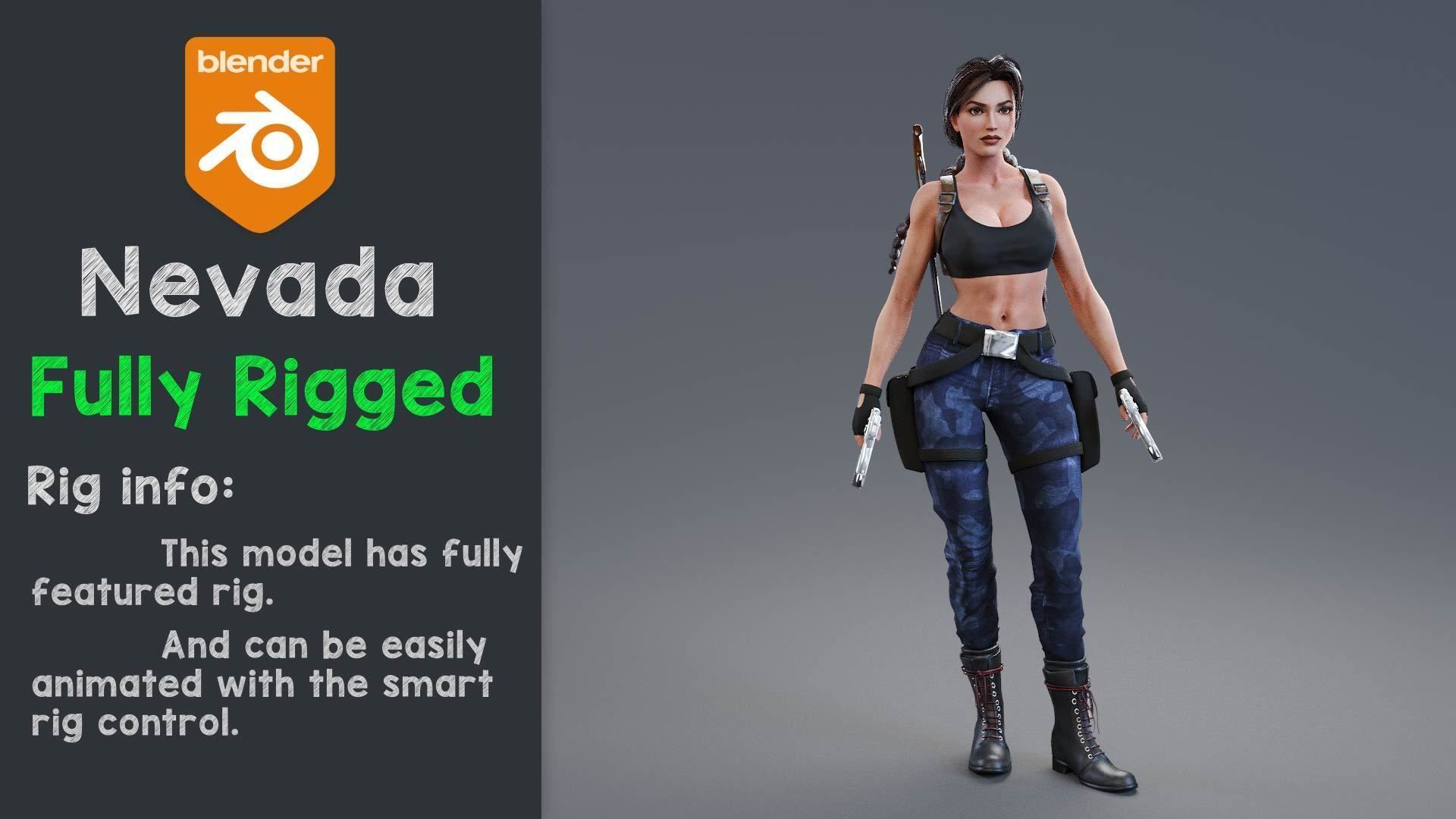 Tomb raider - Classic sexy Nevada rigged 3D model_1