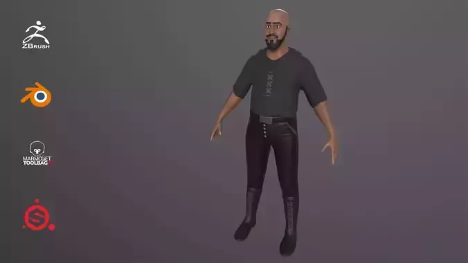 Lowpoly 3D Game Ready Rigged Character Low-poly 3D model