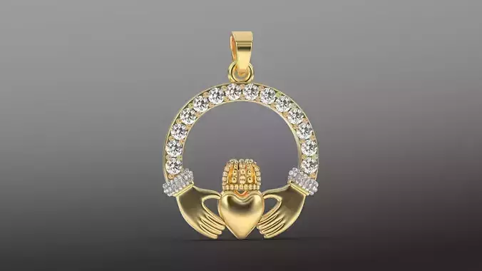 heart crown diamond pendant