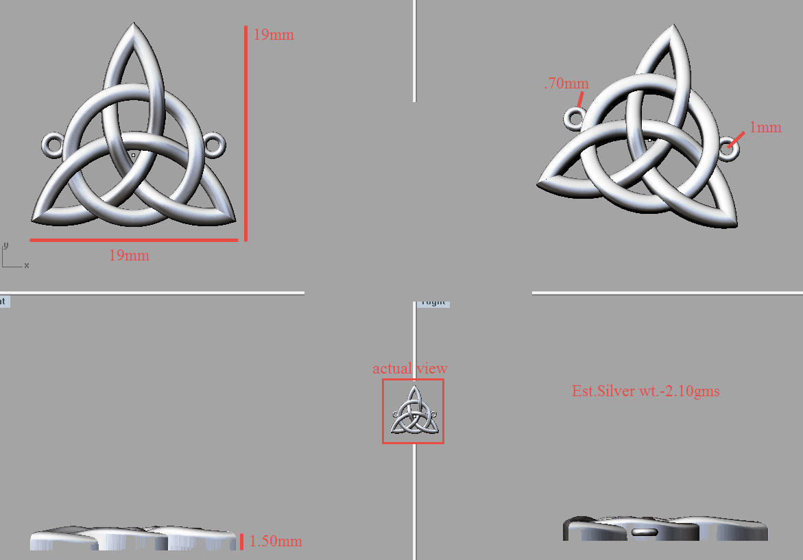 celtic triangle neckless 3D print model_8