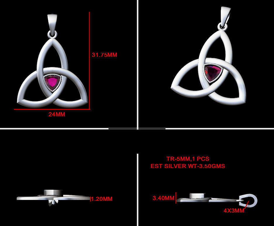 celtic pendant 2 3D print model_11