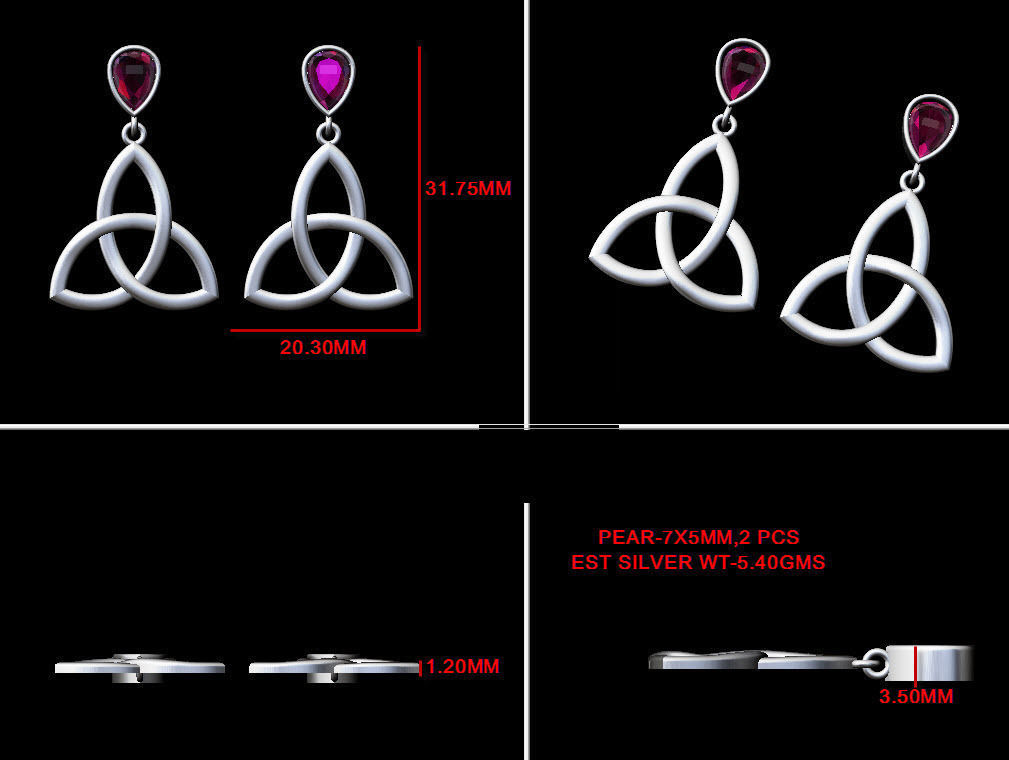 celtic earring 3D print model_12