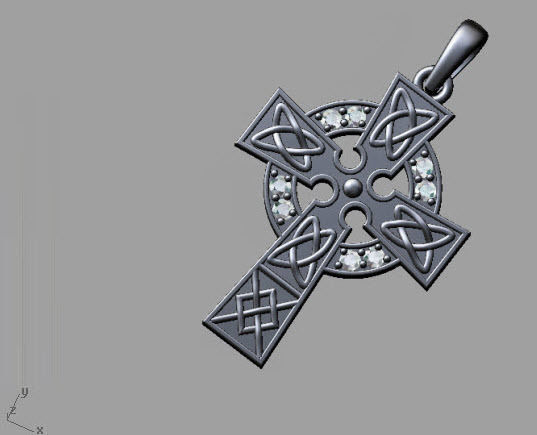 celtic cross pendant 3D print model_6