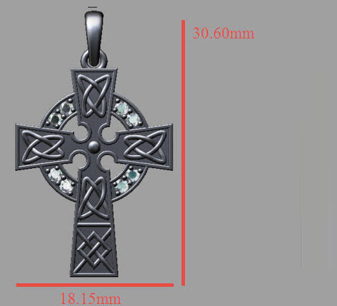 celtic cross pendant 3D print model_7