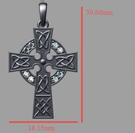 celtic cross pendant 3D print model_5