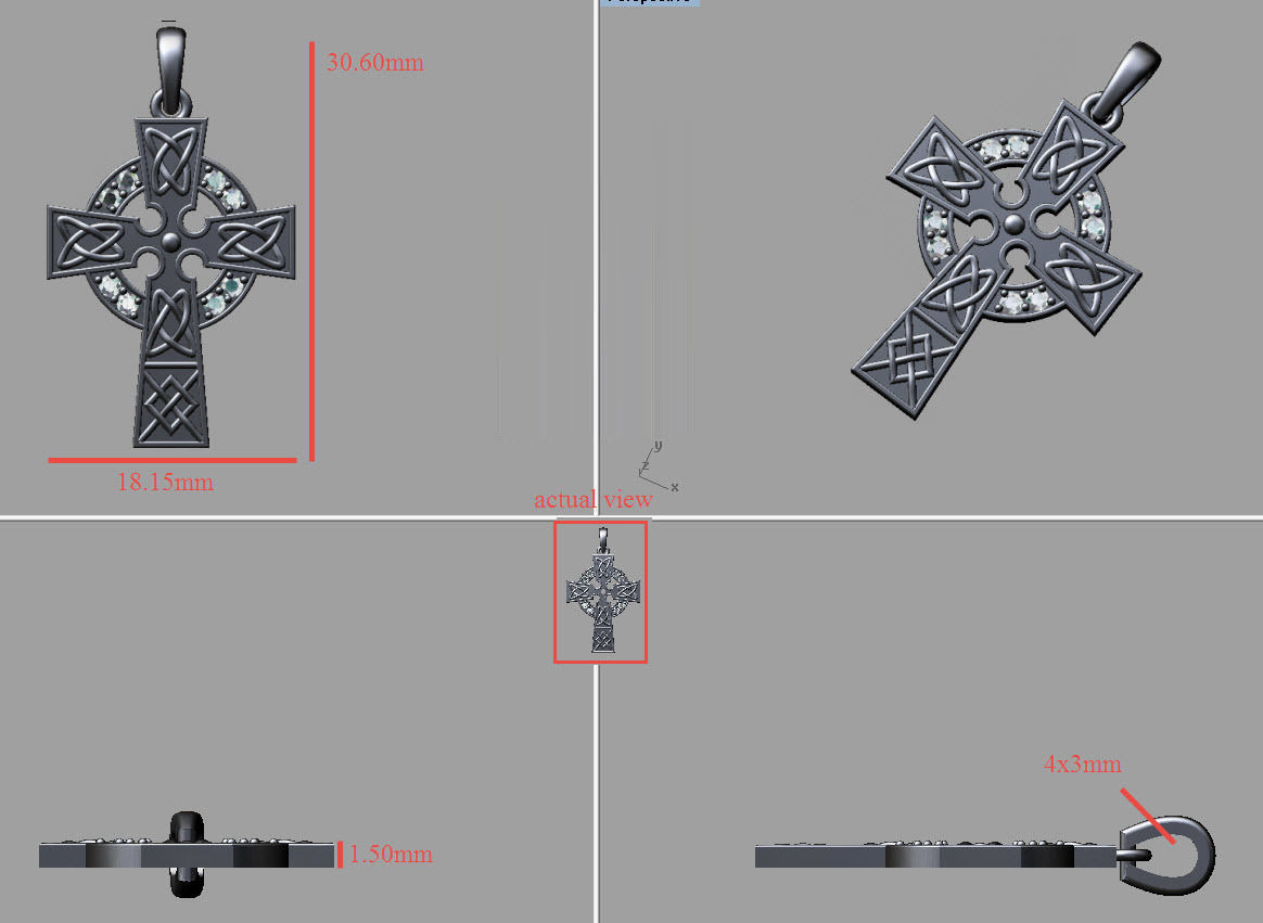 celtic cross pendant 3D print model_2