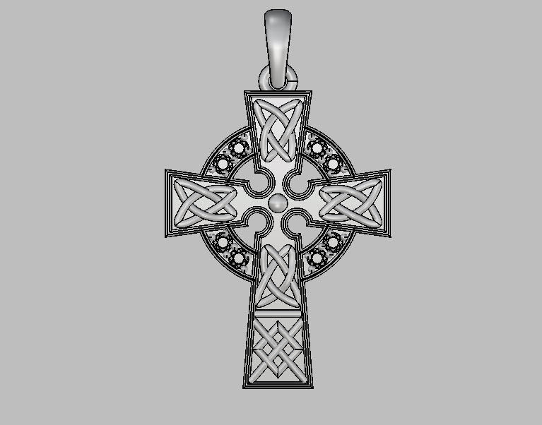 celtic cross pendant 3D print model_10