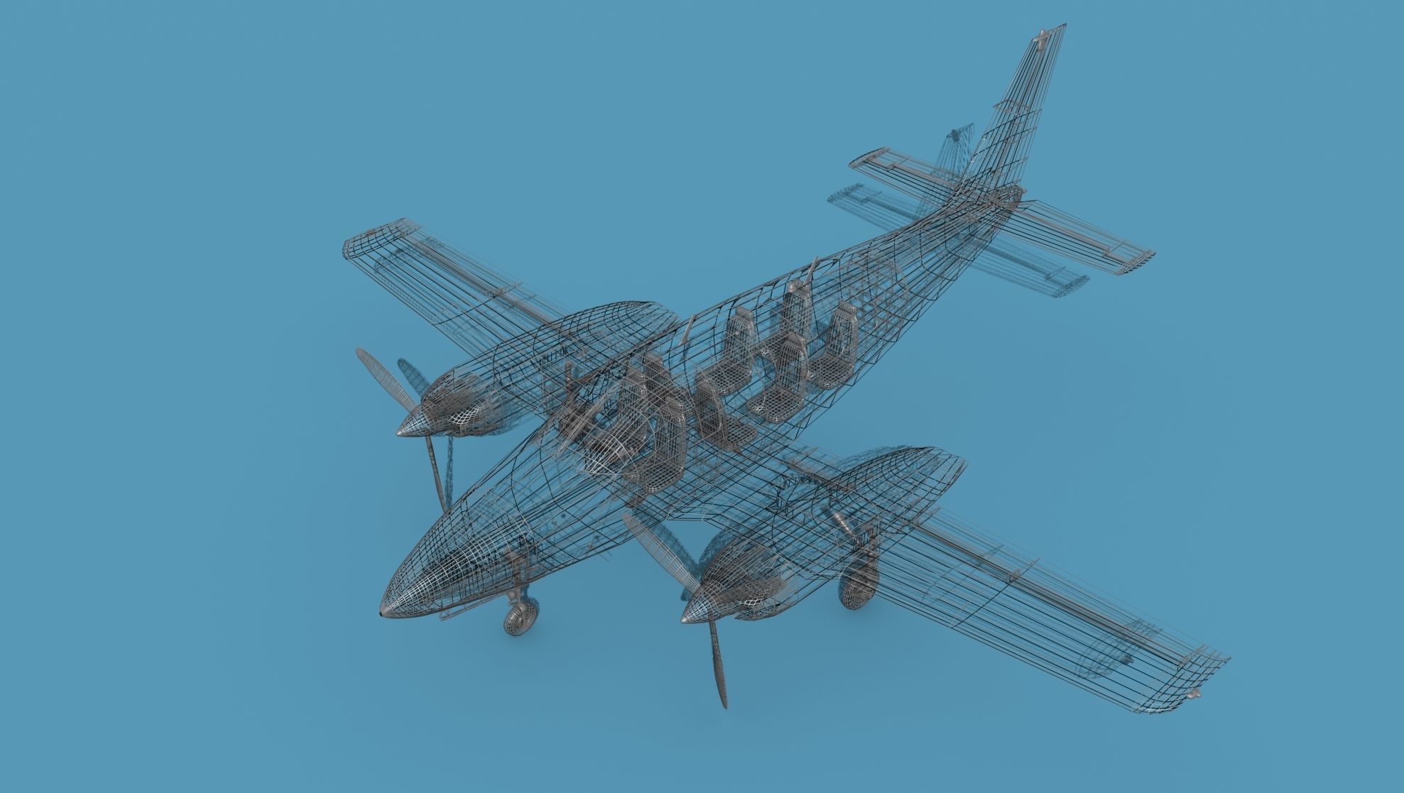 Piper PA-31-350 Navajo Chieftain 3D model_11