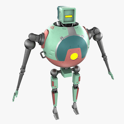 Cartoon SphereBot Low-poly 3D model
