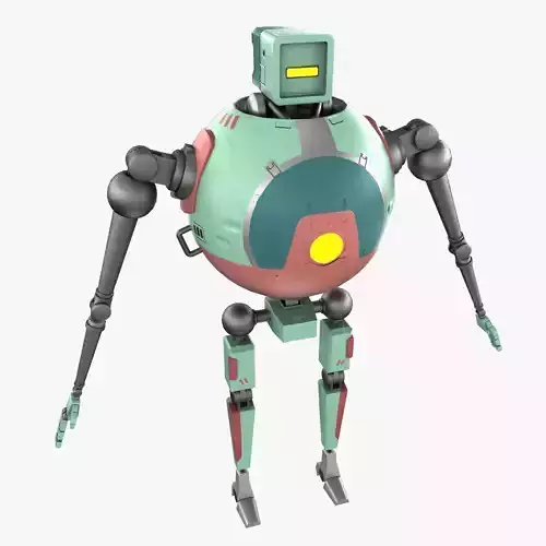 Cartoon SphereBot Low-poly 3D model