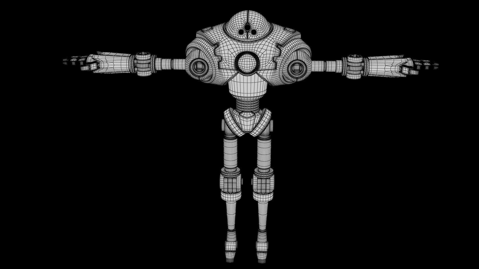 Cartoon Robot 2 Low-poly 3D model_40