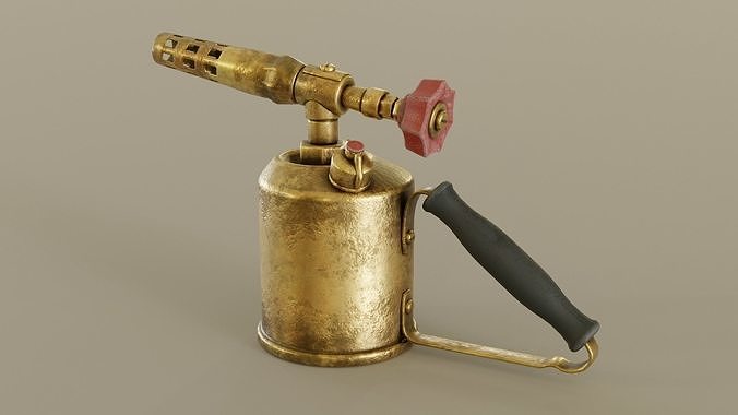Old Brass Blowtorch Low-poly 3D model