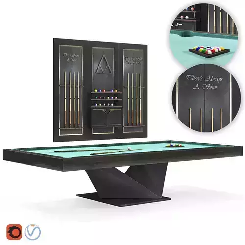 Billiards  pool table  billiard room Low-poly 3D model