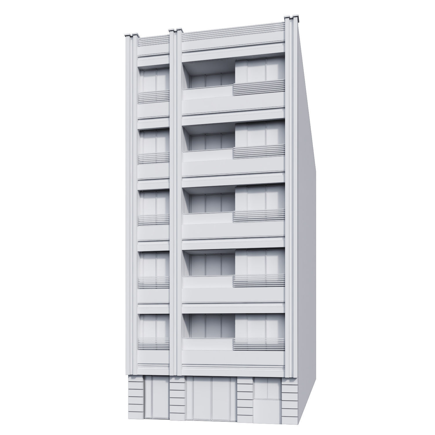 Apartment building with balconies 3D model_3