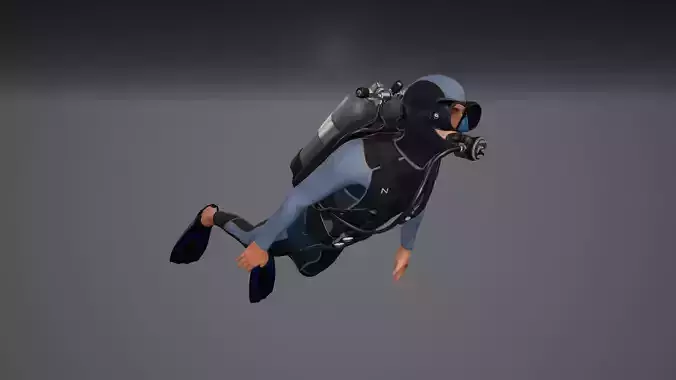 Diver modular character Low-poly 3D model