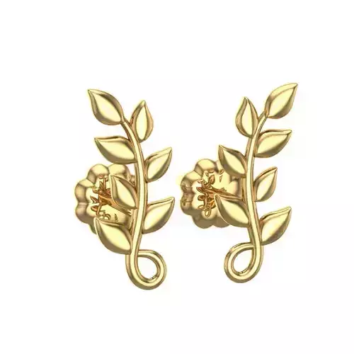 Leaf on Branch Earring Special Model 3D print cast model 3D print model