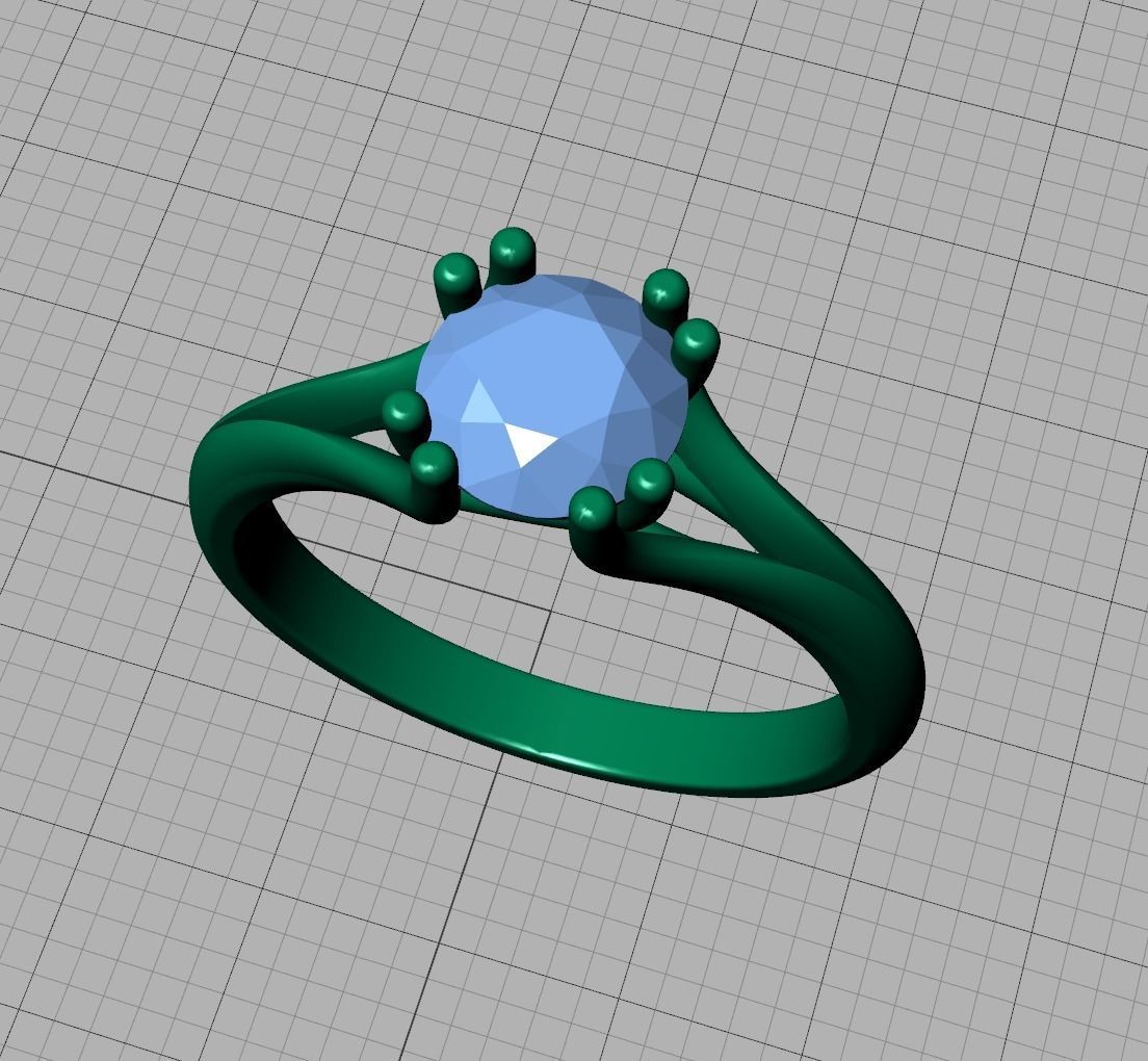 Trellis Engagement Ring Solitaire Ring with 1ct stone setting 3D print model_25