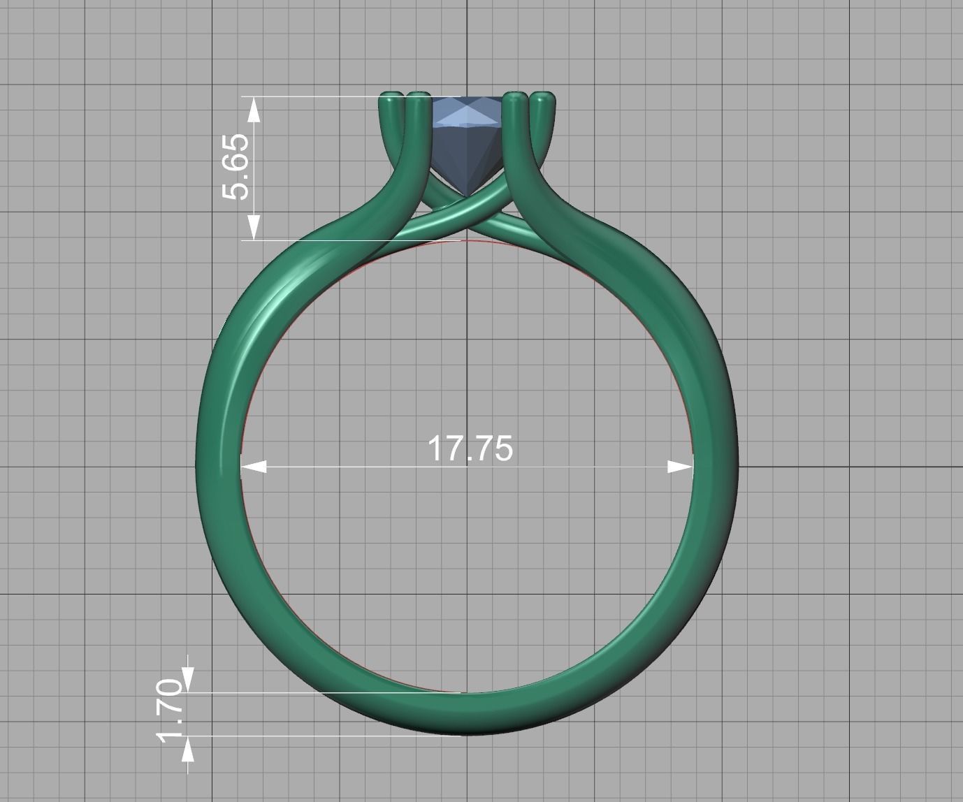 Trellis Engagement Ring Solitaire Ring with 1ct stone setting 3D print model_21