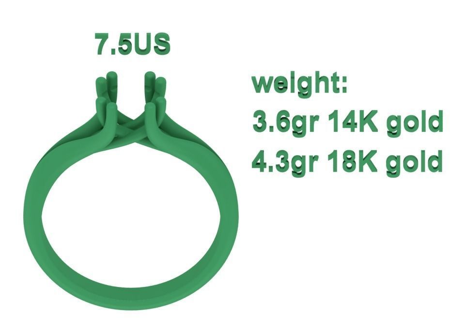 Trellis Engagement Ring Solitaire Ring with 1ct stone setting 3D print model_19