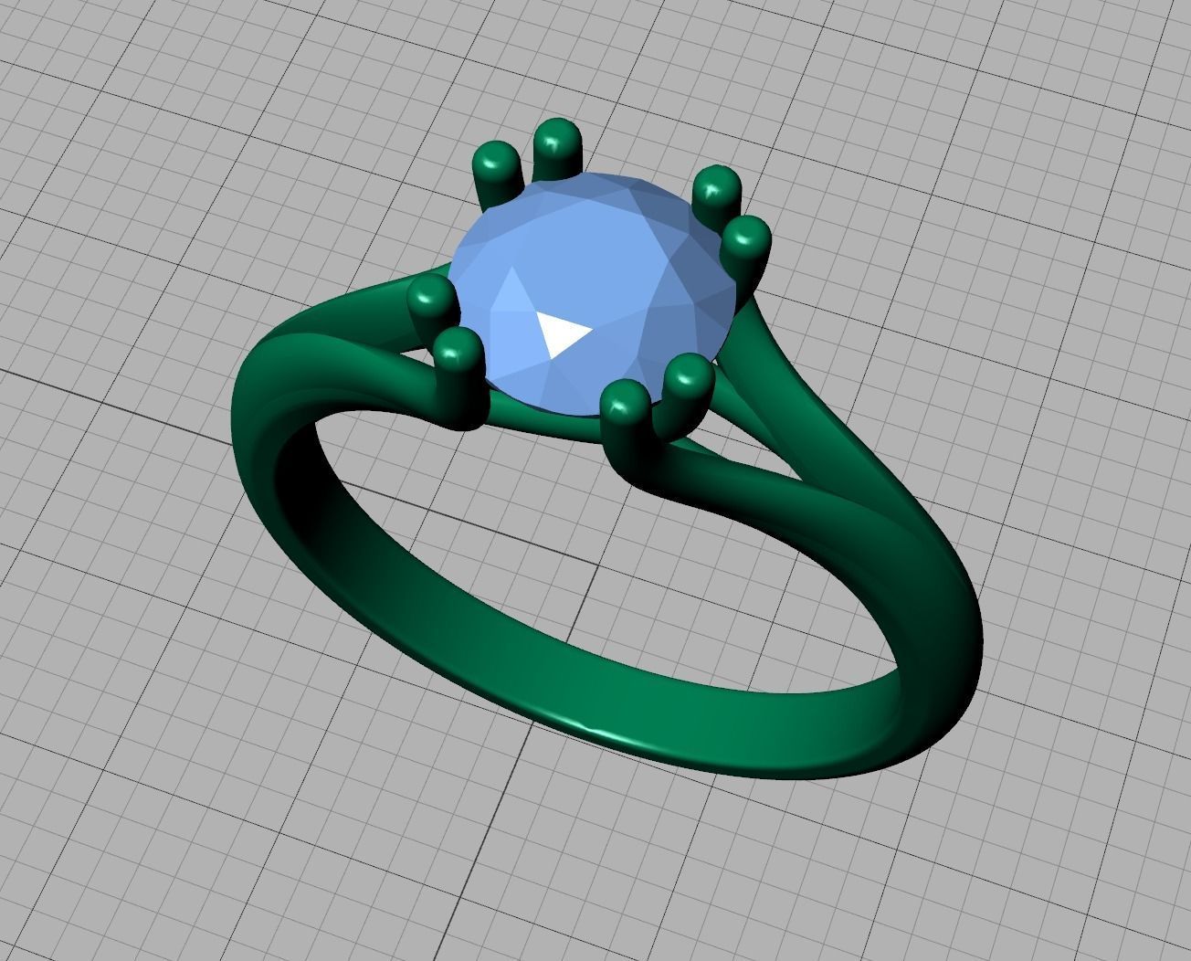 Trellis Engagement Ring Solitaire Ring with 1ct stone setting 3D print model_23