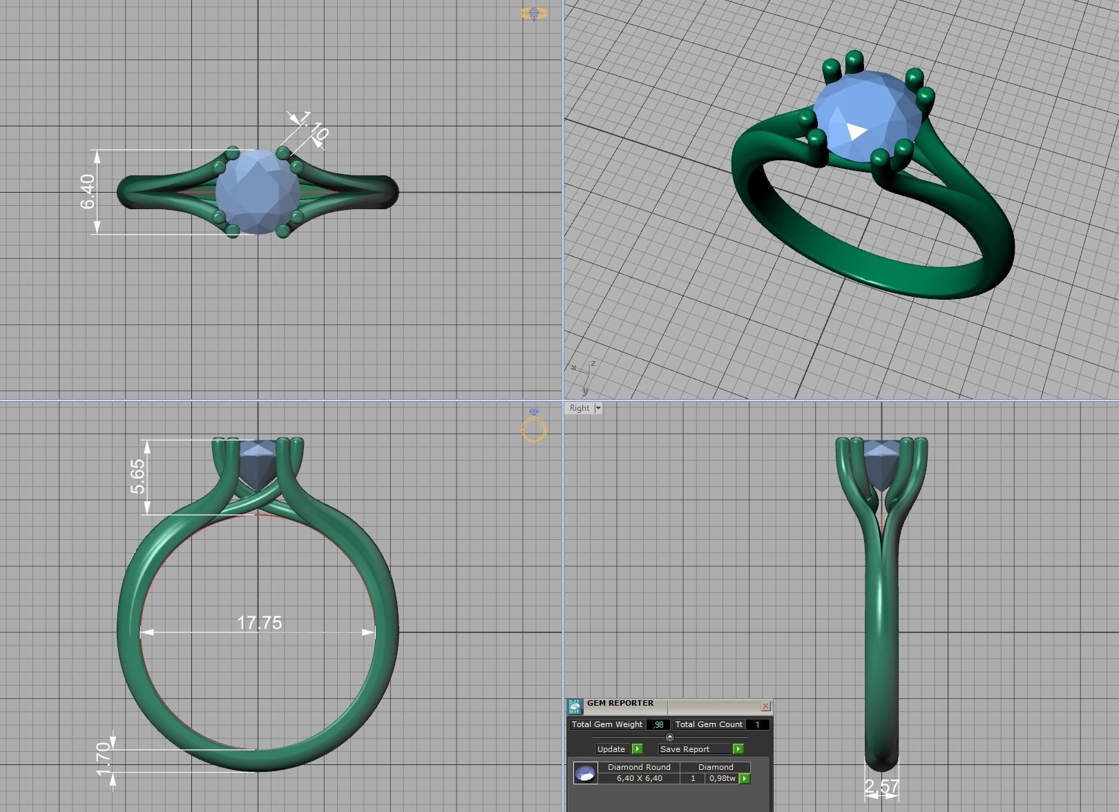 Trellis Engagement Ring Solitaire Ring with 1ct stone setting 3D print model_17