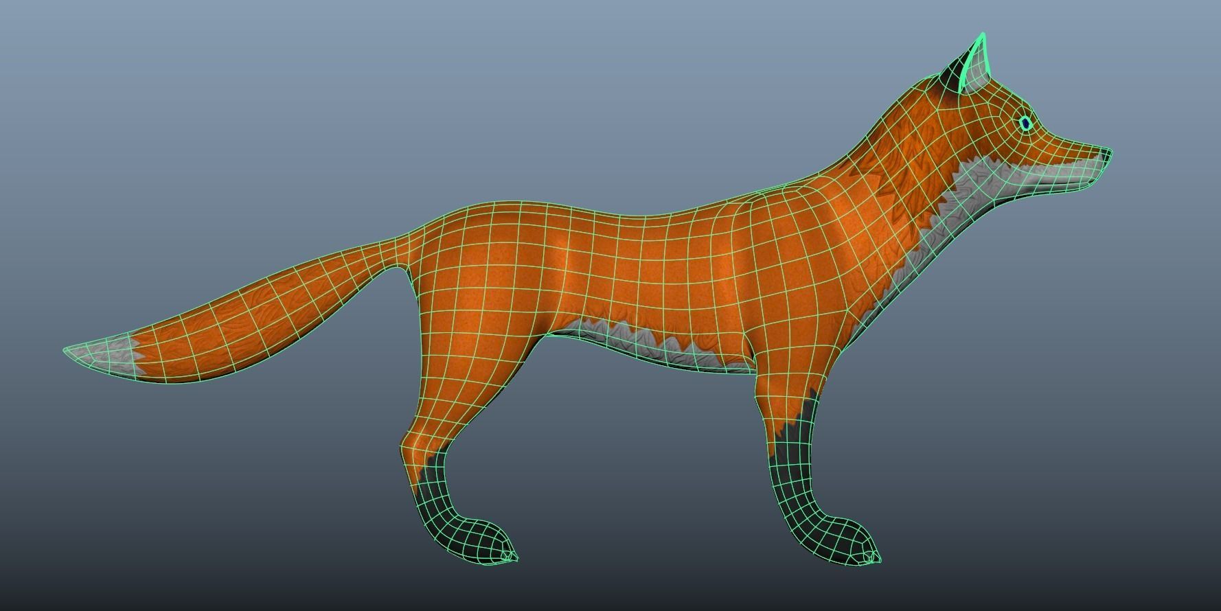 Cartoon fox Low-poly 3D model_3