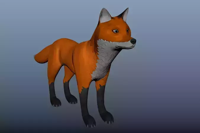 Cartoon fox Low-poly 3D model