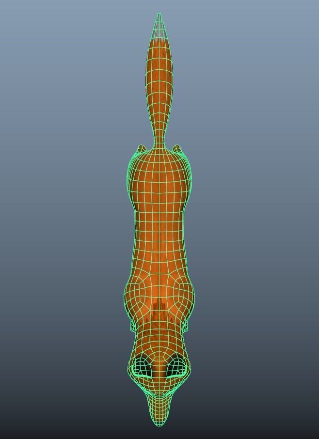 Cartoon fox Low-poly 3D model_4