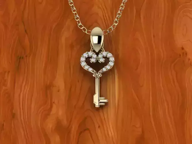 Jewelry Pendant Key Heart 3D print model
