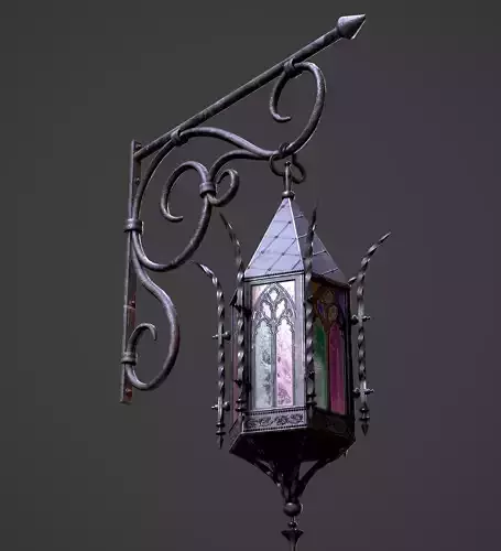 Gothic Street Lantern Low-poly 3D model