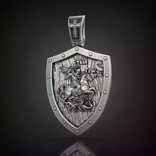 Saint George shield prayer dragon slayer rider pendant 
