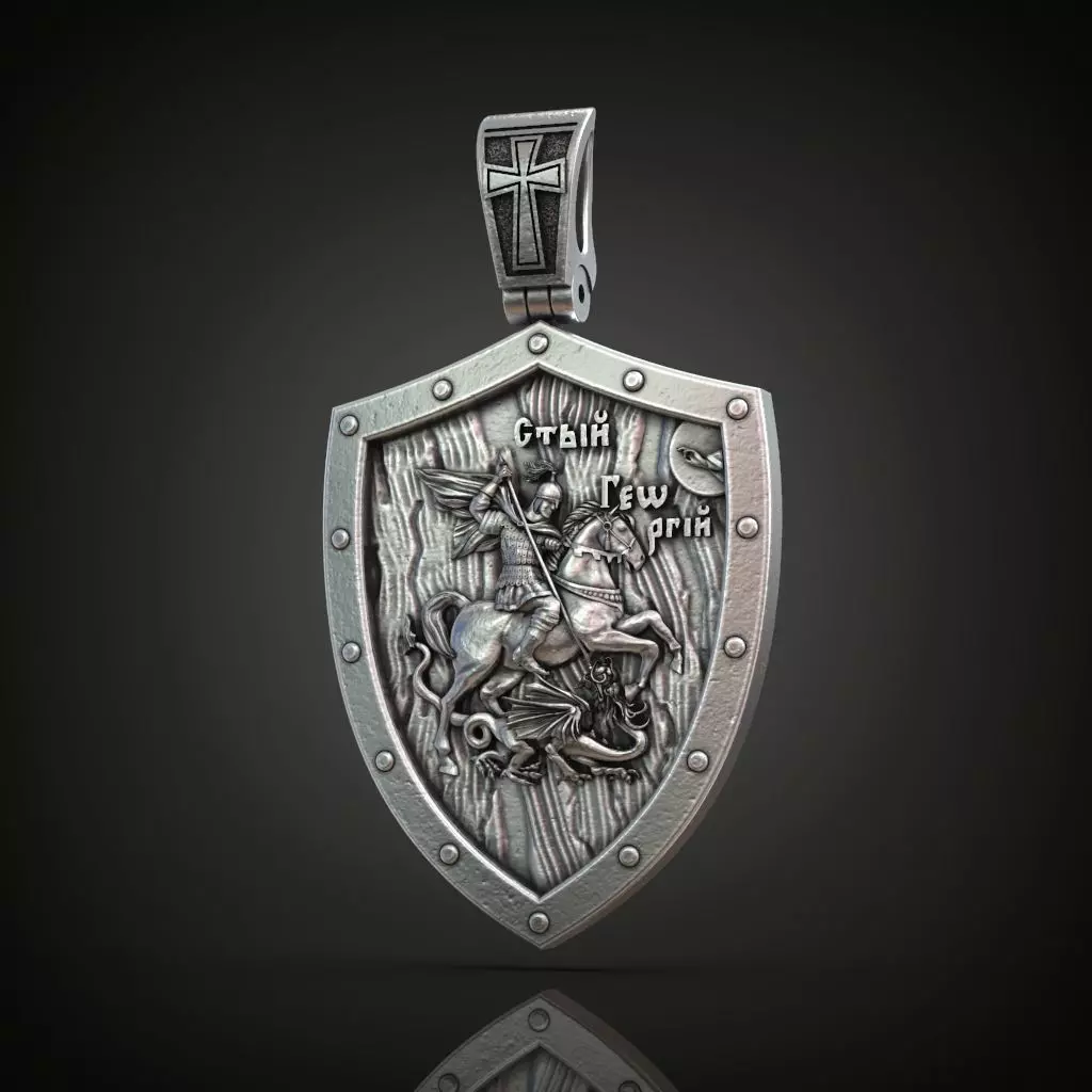 Saint George shield prayer dragon slayer rider pendant 3D print model
