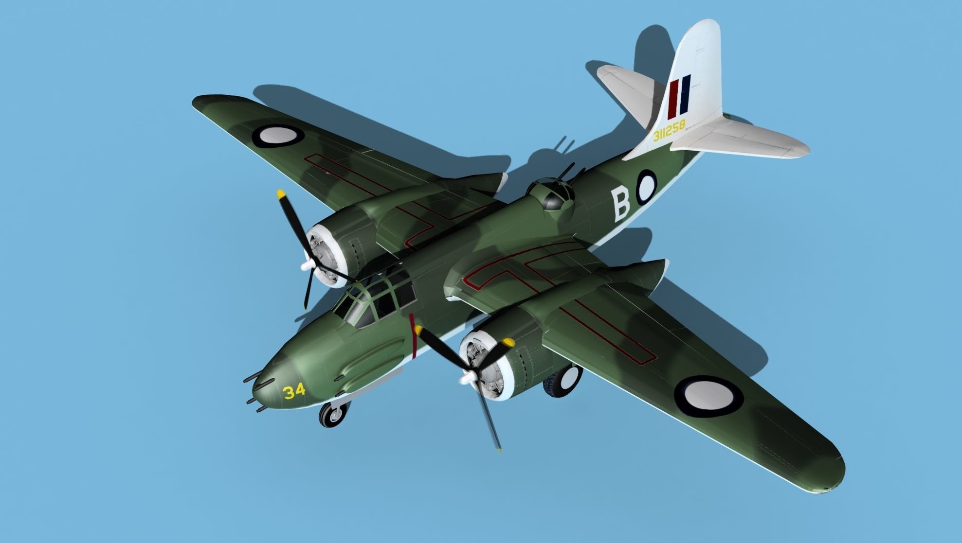 Douglas DB-7 Boston Mk III V04 RNZAF 3D model_10
