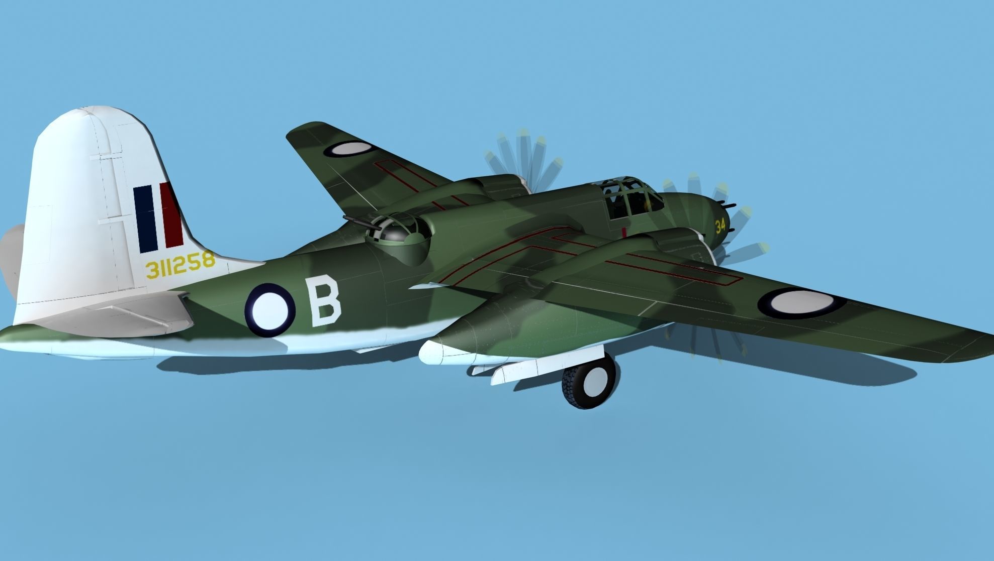 Douglas DB-7 Boston Mk III V04 RNZAF 3D model_5