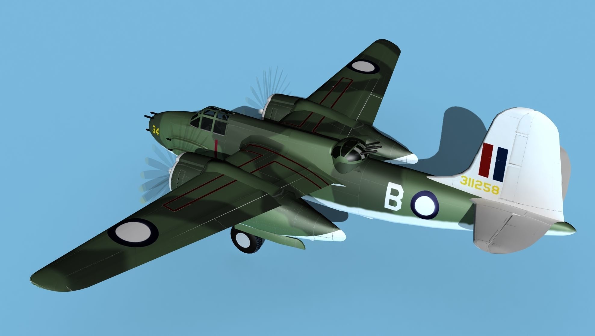 Douglas DB-7 Boston Mk III V04 RNZAF 3D model_8
