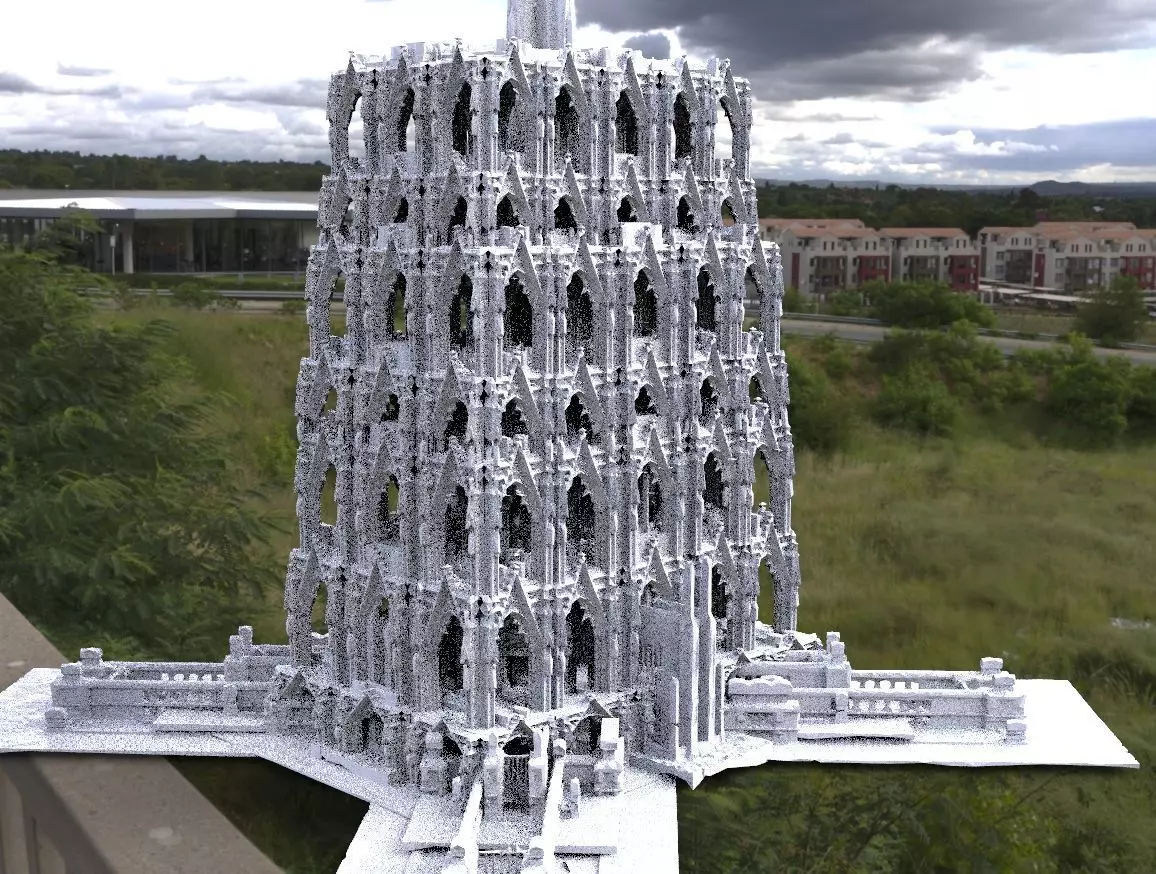 Victorian architecture Cathedral fantasy hallways tower 3D 3D model_0