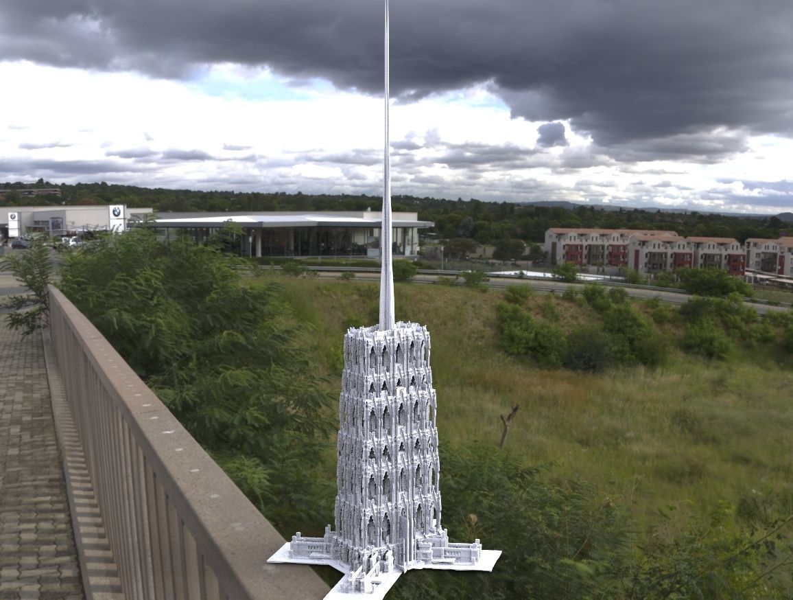 Victorian architecture Cathedral fantasy hallways tower 2 3D 3D model_1