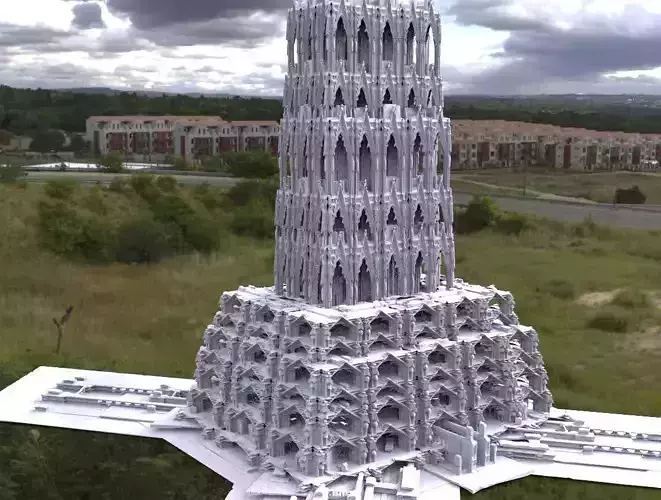 Victorian architecture Cathedral fantasy tower 3 3D 3D model