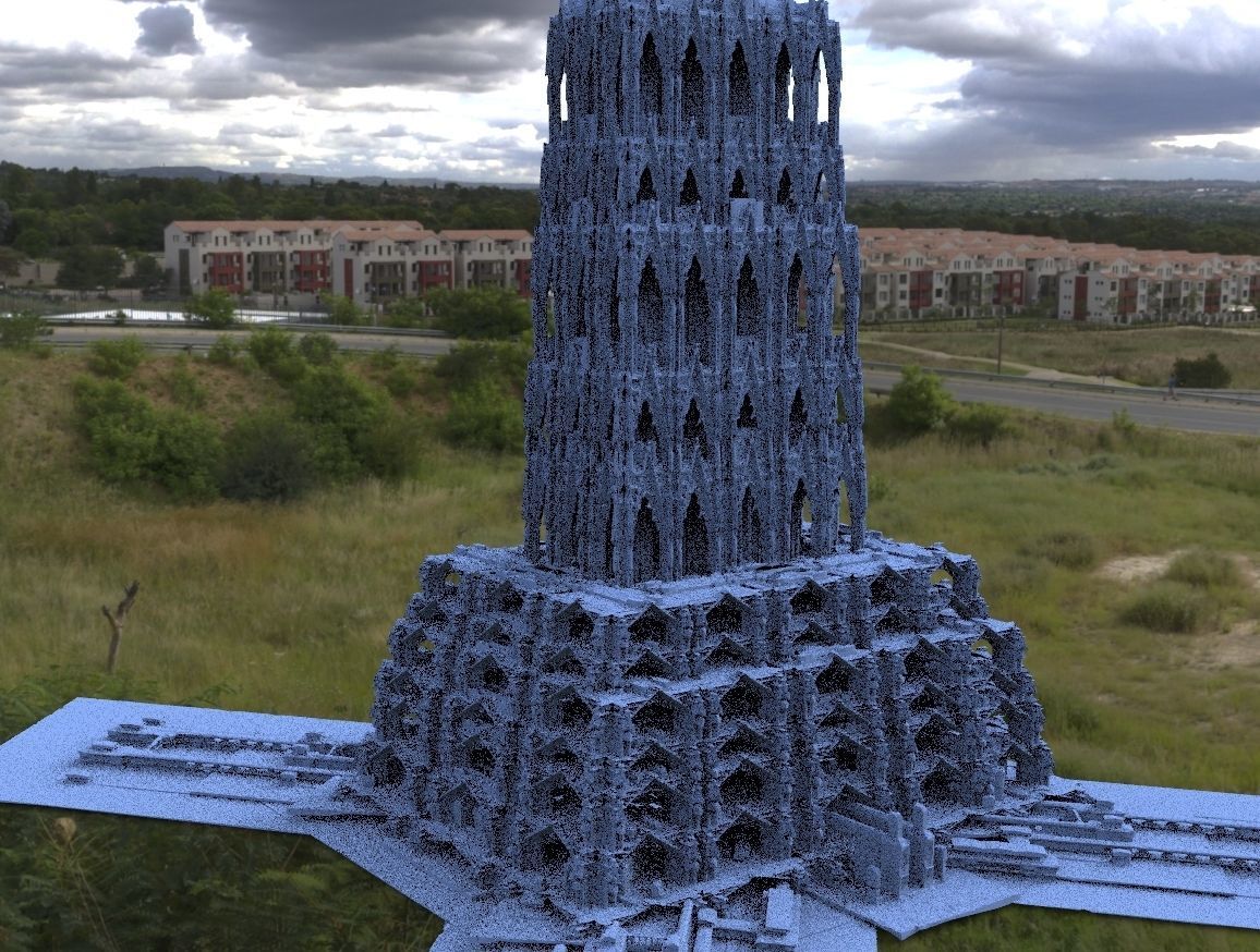 Victorian architecture Cathedral fantasy tower 3 3D 3D model_1