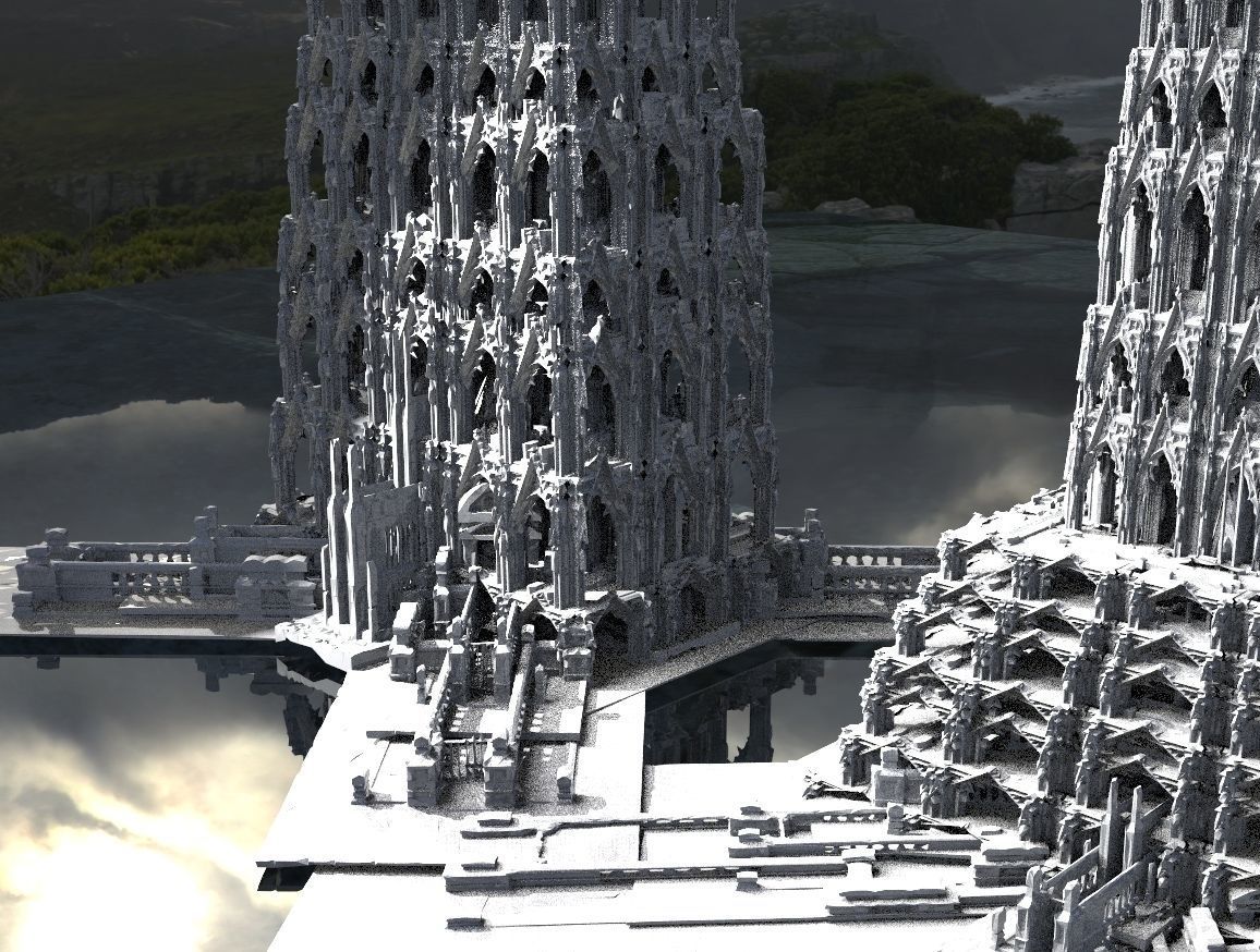Fantasy gothic towers surreal Kitbash 3D model_1