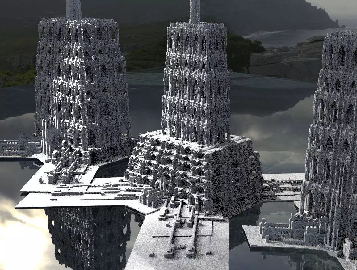 Fantasy gothic towers surreal Kitbash 3D model_0